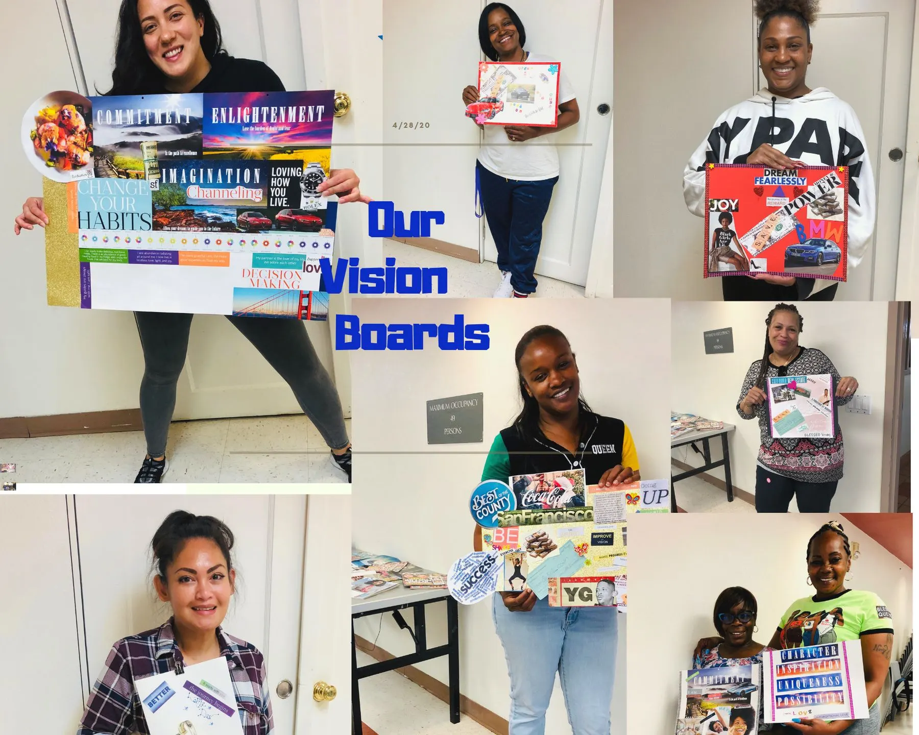 Members holding their vision boards