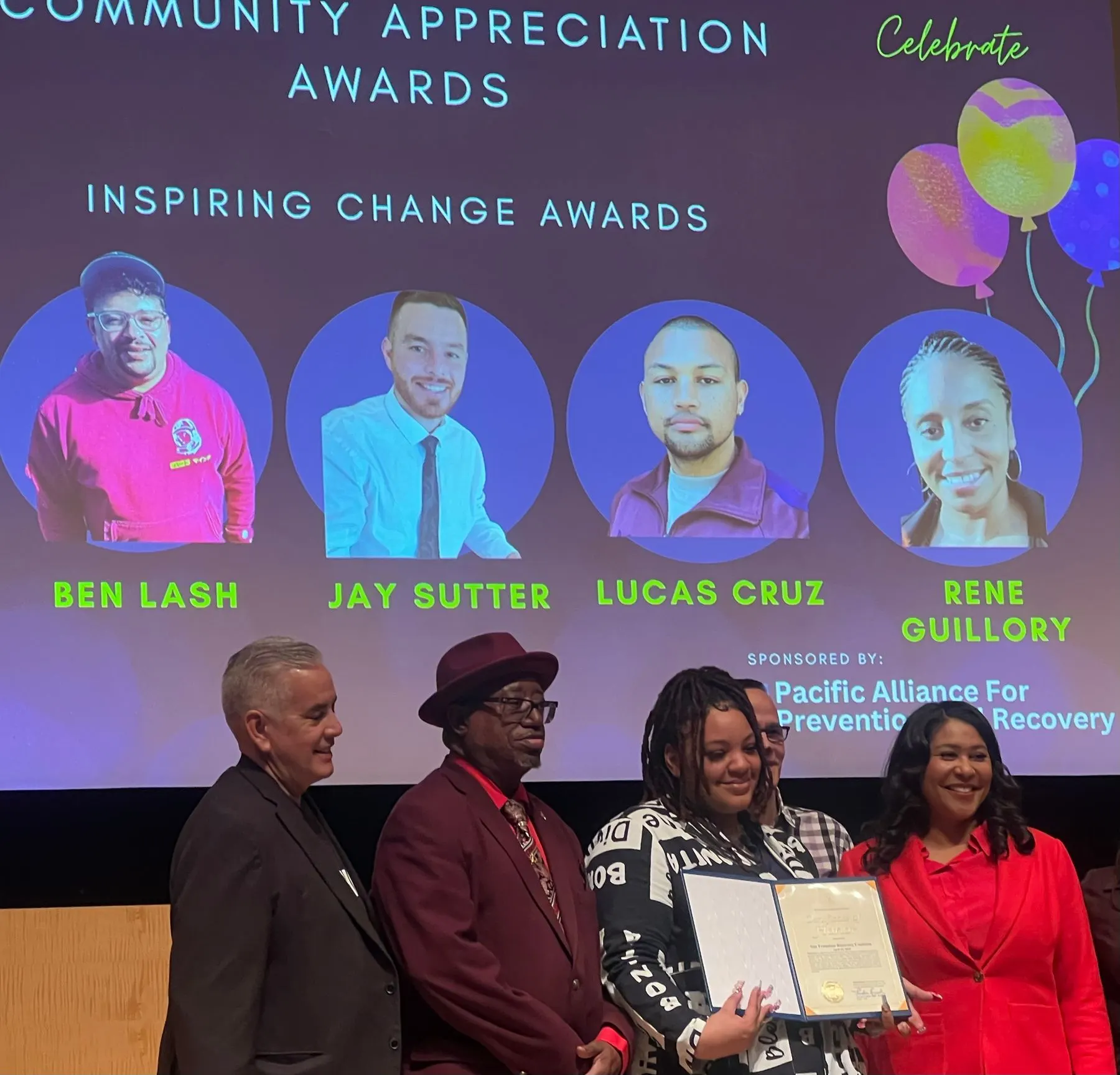 Community Appreciation Awards ceremony on stage